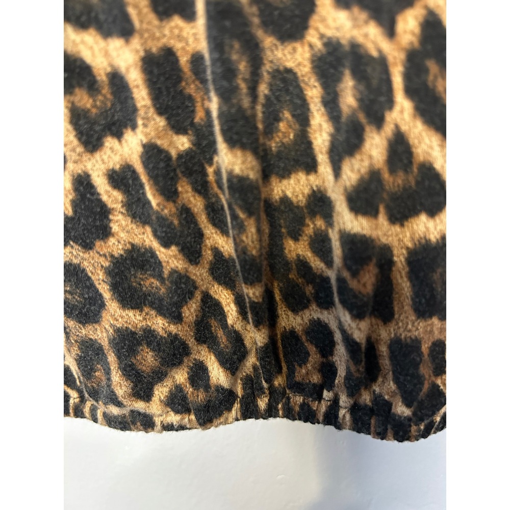 Michael Michael Kors Leopard Print Scoop Neck‎ 3/4 Sleeve Blouse Brown Large - Picture 4 of 9